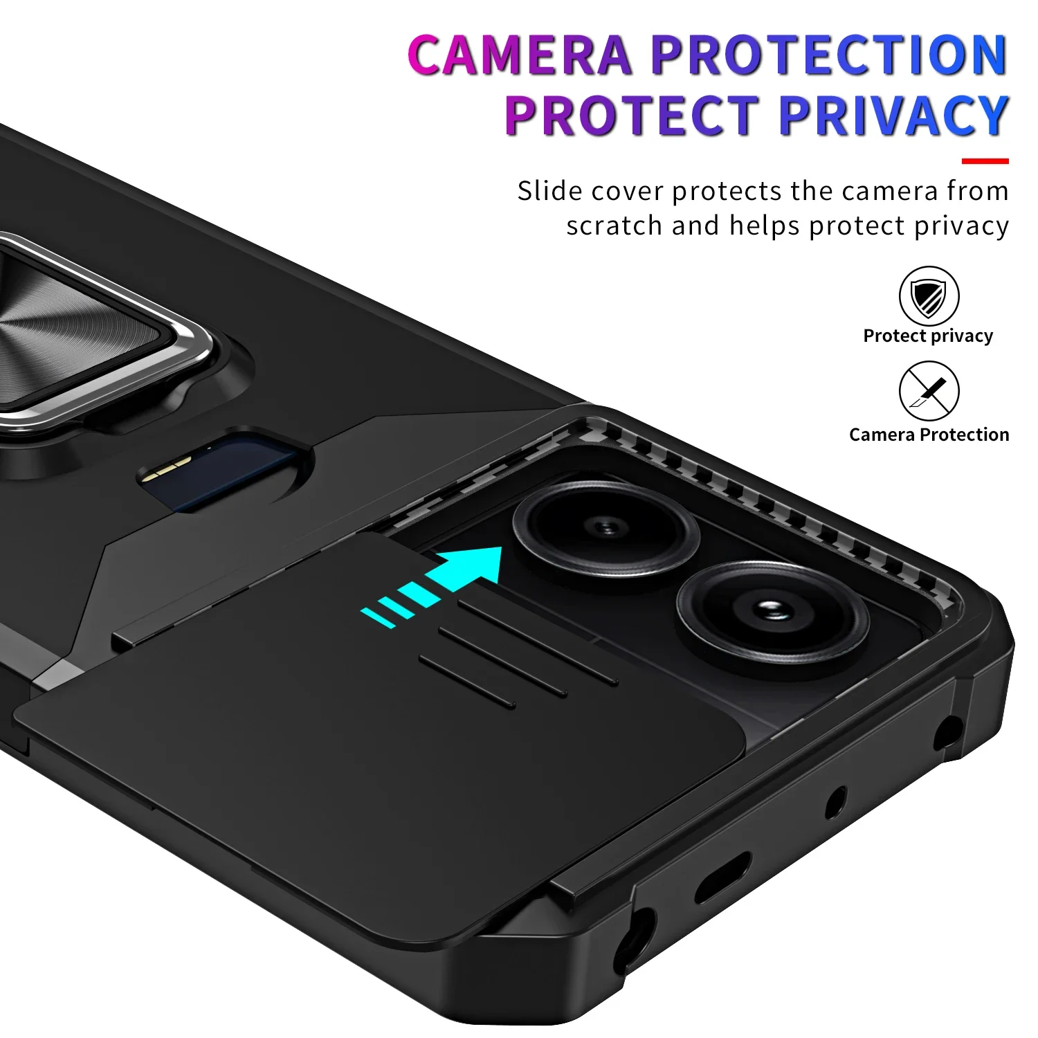 Case For Redmi Note 13 Pro Plus 12 11 Pro X5 M6 Pro Heavy Duty Protection With Sliding Camera Cover And Card Clip Cover