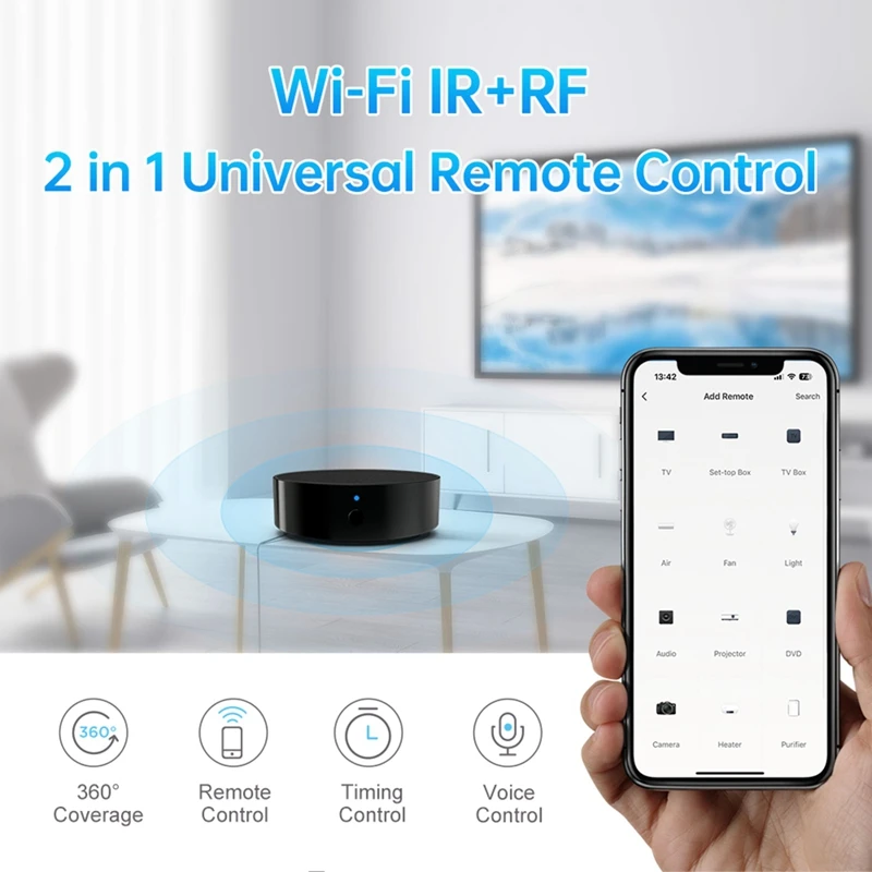 Tuya Wifi Smart RF IR Remote For Air Conditioner TV Smart Switch Universal Infrared Control For Alexa, Google Home Easy Install