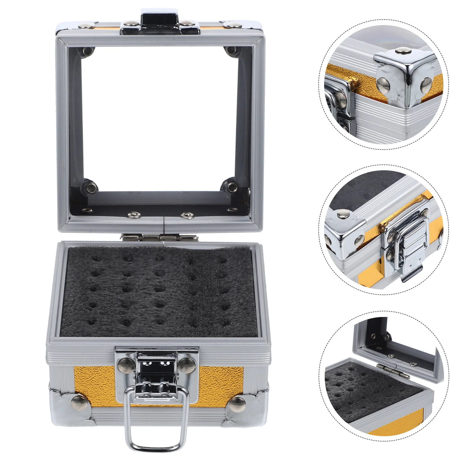

Jewelry Storage Box Dustproof Manicure Tool Organizer Case For Nail Drill Bits Grinding Heads Metal Storage Container