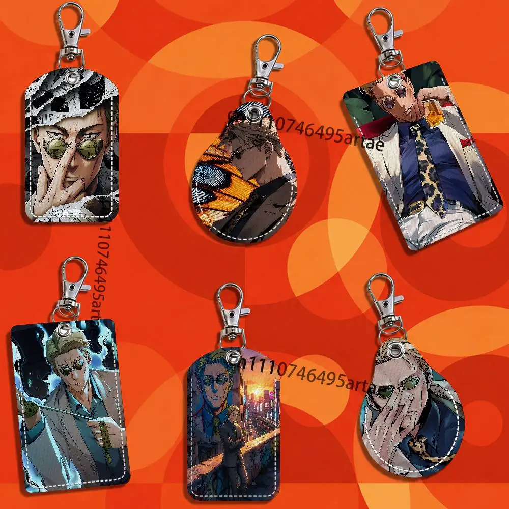 Porte-cartes rectangulaire en cuir Kento Nanami avec porte-clés pour cartes d'identité et de visite