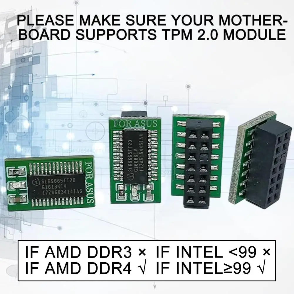 1pcs TPM 2.0 Module 12/14/18/20PIN Encryption Security Module Remote Card Replacement for ASUS ASRock MSI ASRock GIGABYTE LPC