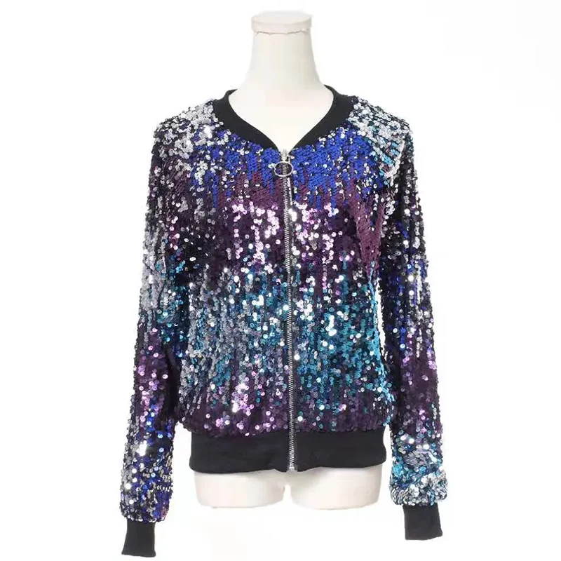 

Женская короткая куртка 2025, новая куртка с блестками, верхняя бейсбольная куртка, короткое пальто