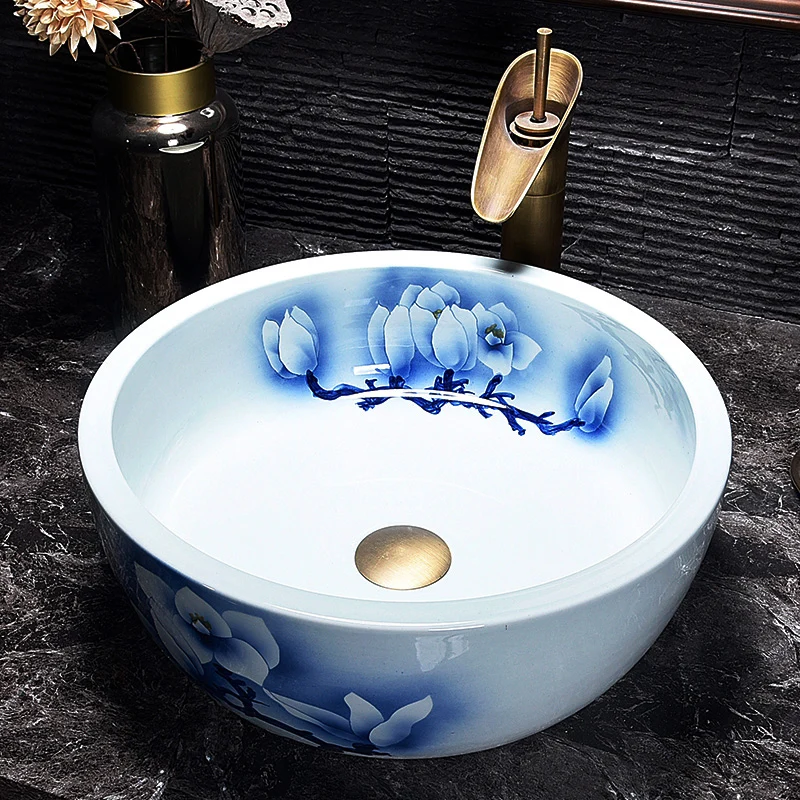 Europe Vintage Style Ceramic Sinks Counter Top Wash Basin Bathroom Sink bathroom vanity wash basins