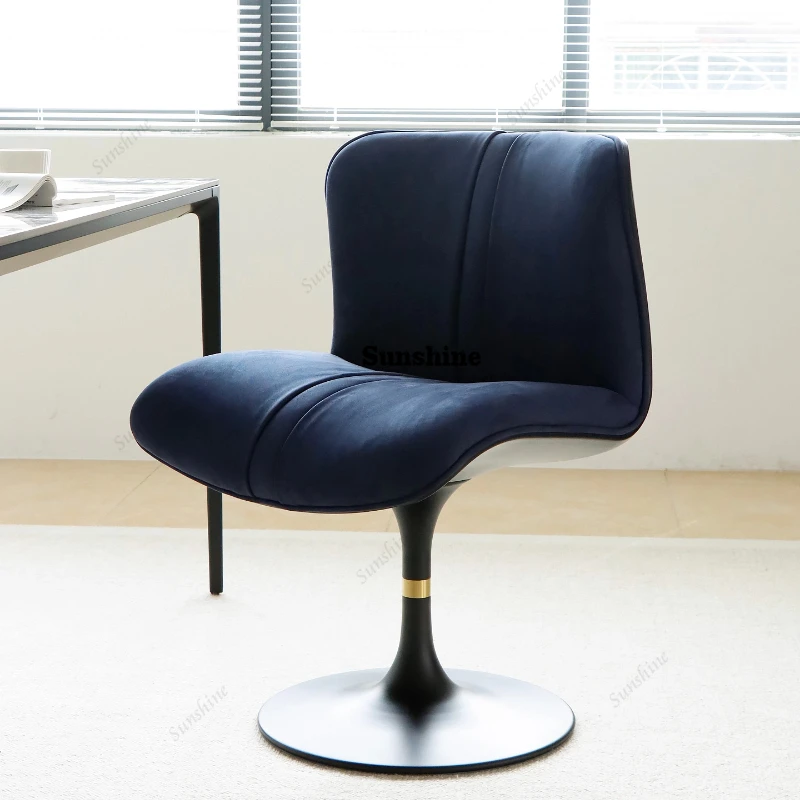 

Italian light luxury frosted cloth rotatable dining chair, minimalist home backrest leisure chair