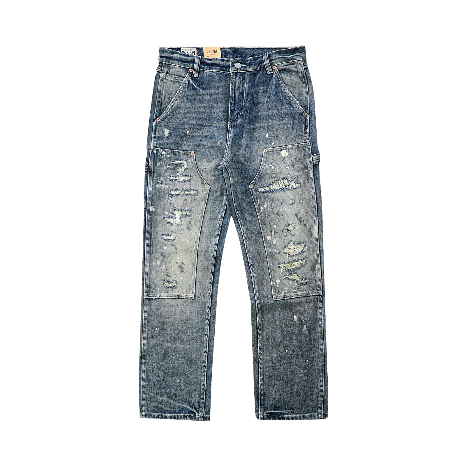 

Мужские джинсы-карго в стиле стритвир: прямые, с эффектом потертости, выцветшие, с эффектом брызг краски, драпированные, в стиле легкого люкса, дерзкий дизайн