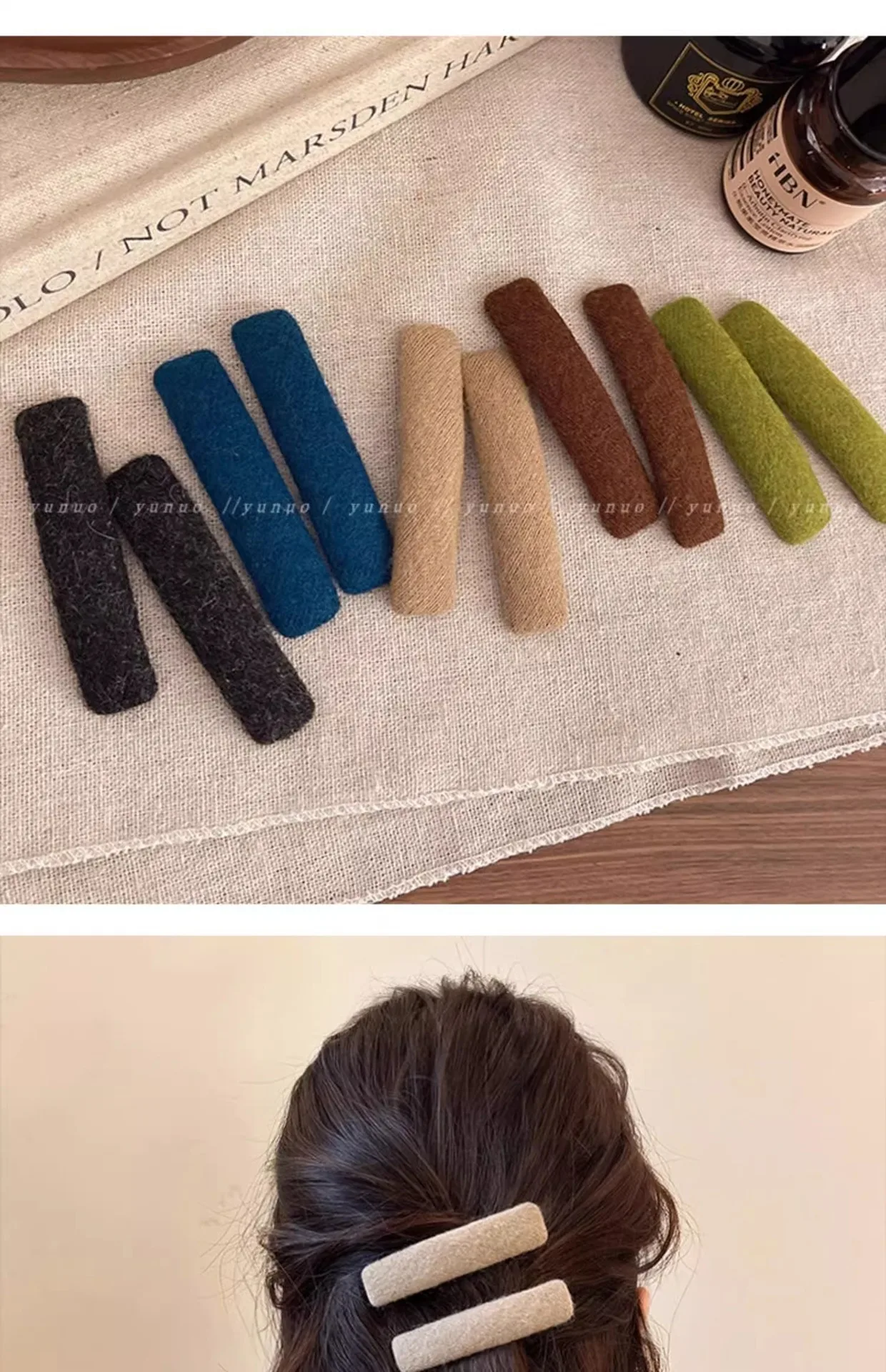 1 Paar nordische, minimalistische Samt-Haarnadeln mit Vintage-Motiv, geeignet für den täglichen Pendelverkehr, romantisches Dating, als Temperament-Kopfbedeckung – Detail 6