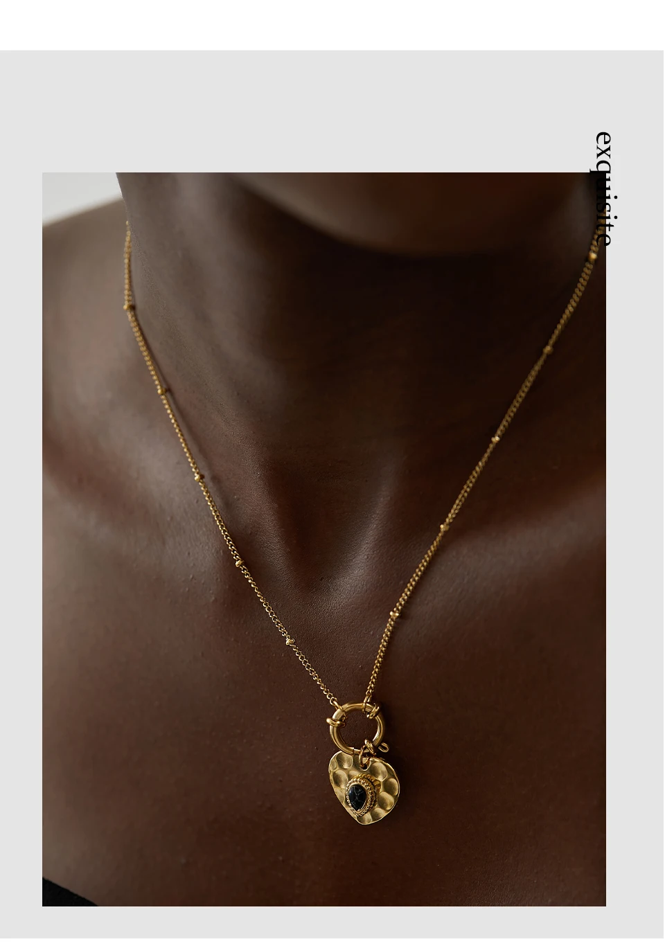 Yhpup Charme Vintage Metall Herz Anhänger Edelstahl Halskette Goldene Kette Kragen Mode Frankreich Trendy Schmuck Bijoux Frauen – Detail 4