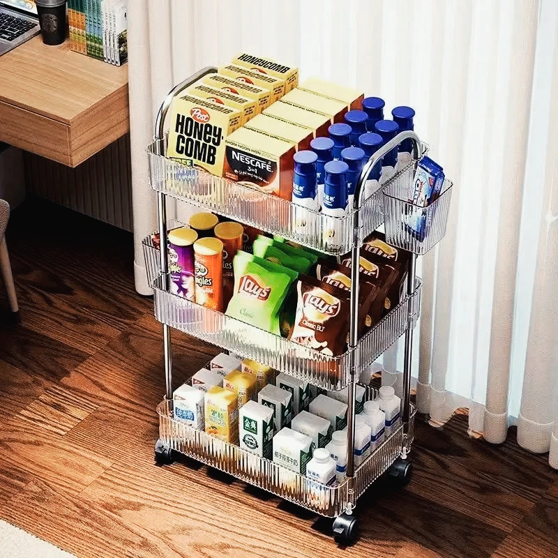 

Storage Shelf Trolley Serving Cart for Coffee Mobile Grocery Cart Multifunctional Tea Kitchen Trolley