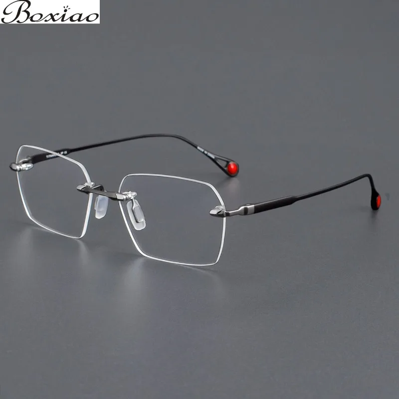 

Очки без оправы из чистого титана ZY307 Многосторонние оправы без оправы для бизнеса и отдыха могут быть оснащены очками для близорукости.