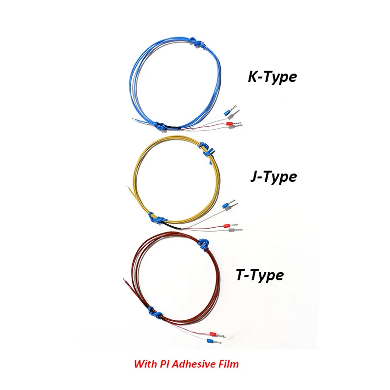 WRNK-LL-F2F K-Type / J-Type / T-Type Thermocouple Bare Junction Temperature Sensing Wire 0.5M-5M With PI Adhesive Film Fine Air