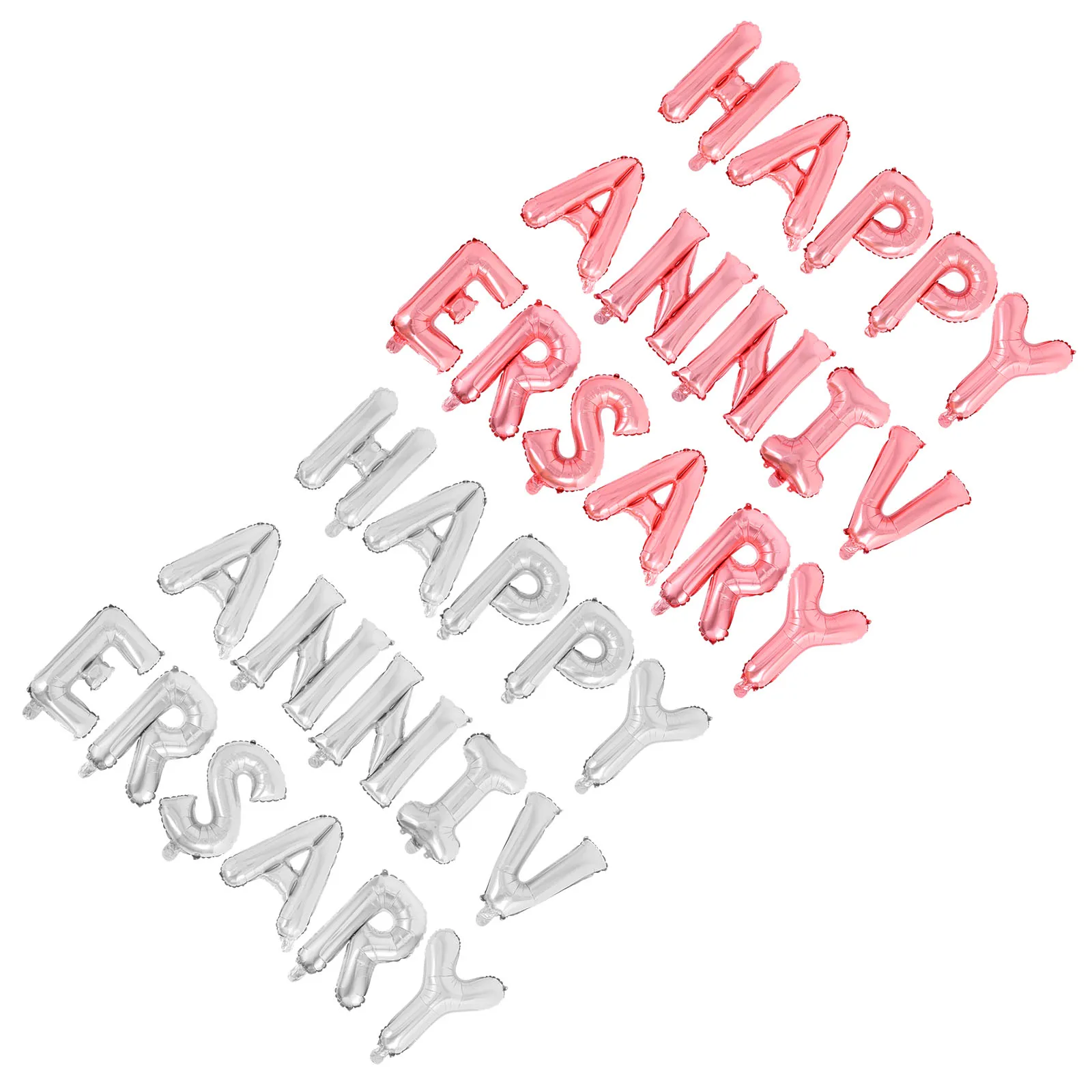 

2Sets Happy Anniversary Balloons Decorations Aluminum Foil Letter Balloons Wedding Anniversary Celebration Party Kit
