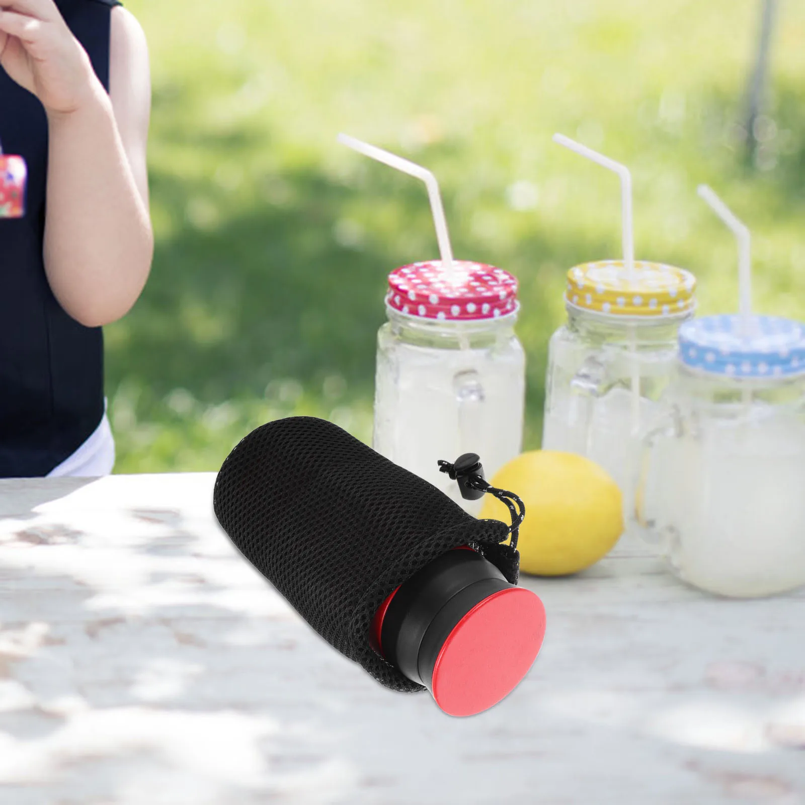 

Camping Storage Bag Portable Outdoor Round Bottom Mesh Organizer for Cooking Utensils Cups Kettles Hiking Fishing