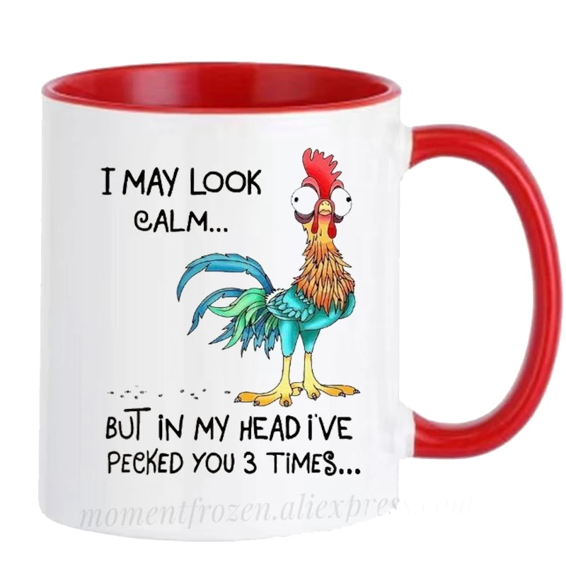 

11oz Funny Chicken Lover Coffee Mug - I May Look Calm But In My Head I've Pecked You - Perfect Birthday Gift Coworker Office Mug