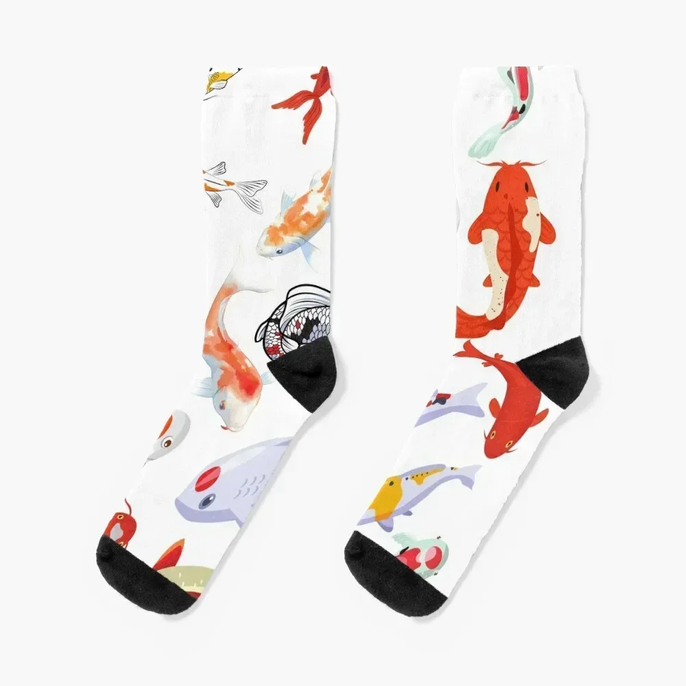 Koi Carp Fish Print Socks gift professional running Man Socks Women's