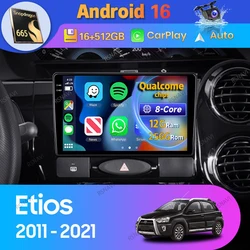 Android 16 Carplay Auto For Toyota Etios 2011 2012 2013 - 2021 Car Radio GPS NavigationPlayer DSP Video DVD Stereo WIFI+4G 2Din
