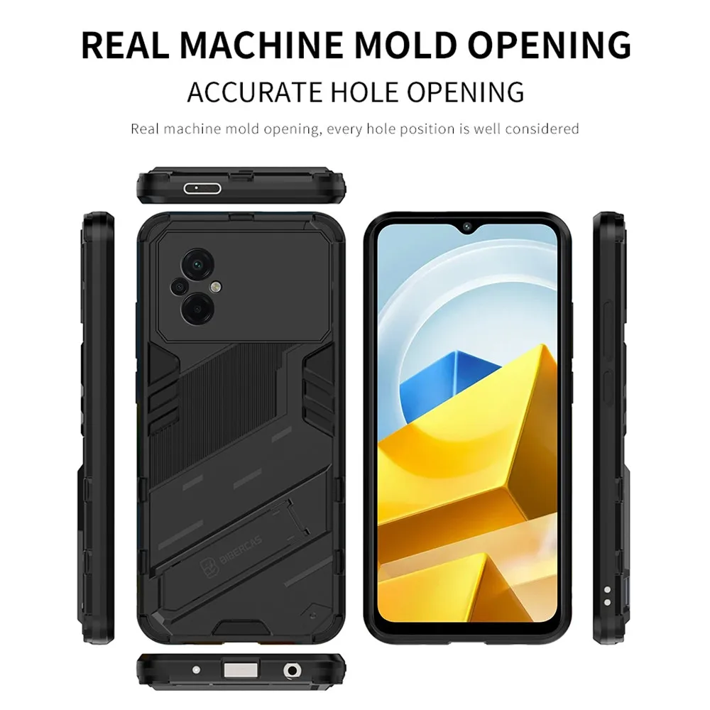 Hidden Stand Armor Case For Poco M5 4G Poxo Little M 5 S 5S 5M M5S PocoM5 PocoM5s Camera Protection Heavy-Duty Hard Cover Fundas