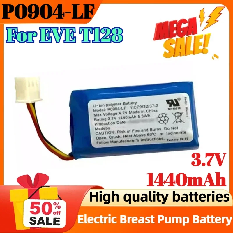 New P0904-LF 3.7V 1440mAh Battery for EVE T128 Electric Breast Pump Battery