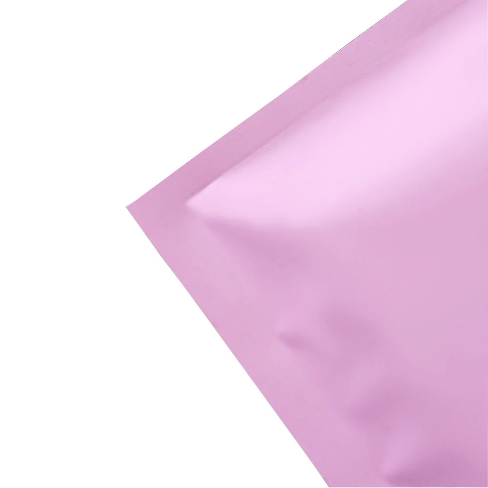 100Pcs/lot Matte Pink Aluminum Foil Zip Lock Food Gift Storage Bag Recyclable Zipper Self Sealing Package Pouches for Tea Powder