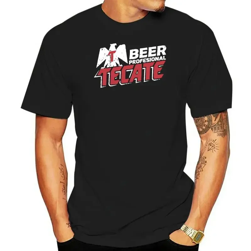 Tecate Beer T-Shirt Custom Designed White Red Worn Label Pattern