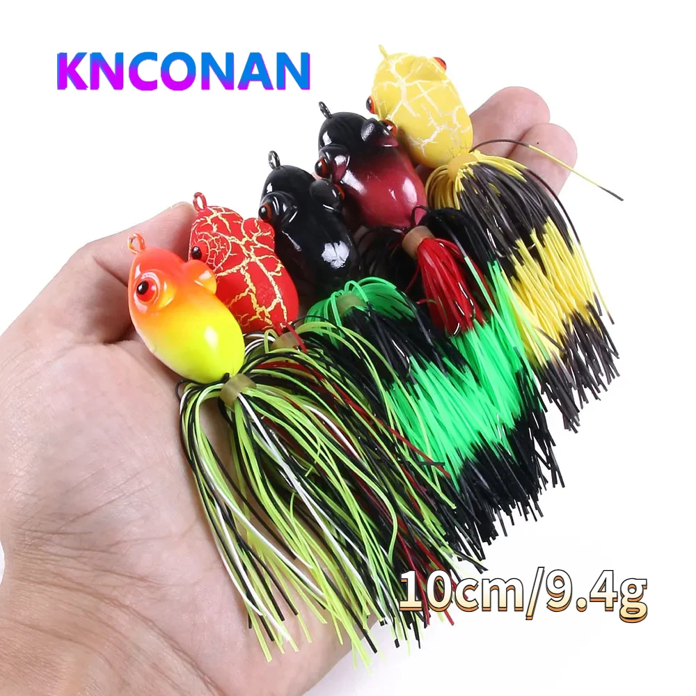 

KNCONAN 10CM 9.4g Frog Lure Soft Tube Bait Plastic Hard Fishing Lure with Rubber Skirt Wobbler for Bass Catfish