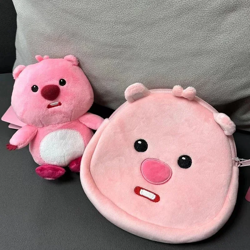 Zanmang Loopy Coin Purses Kawaii Cartoon Beaver Creative Girl Heart Anime Plush Multi Functional Sundries Storage Bag Girl Gifts