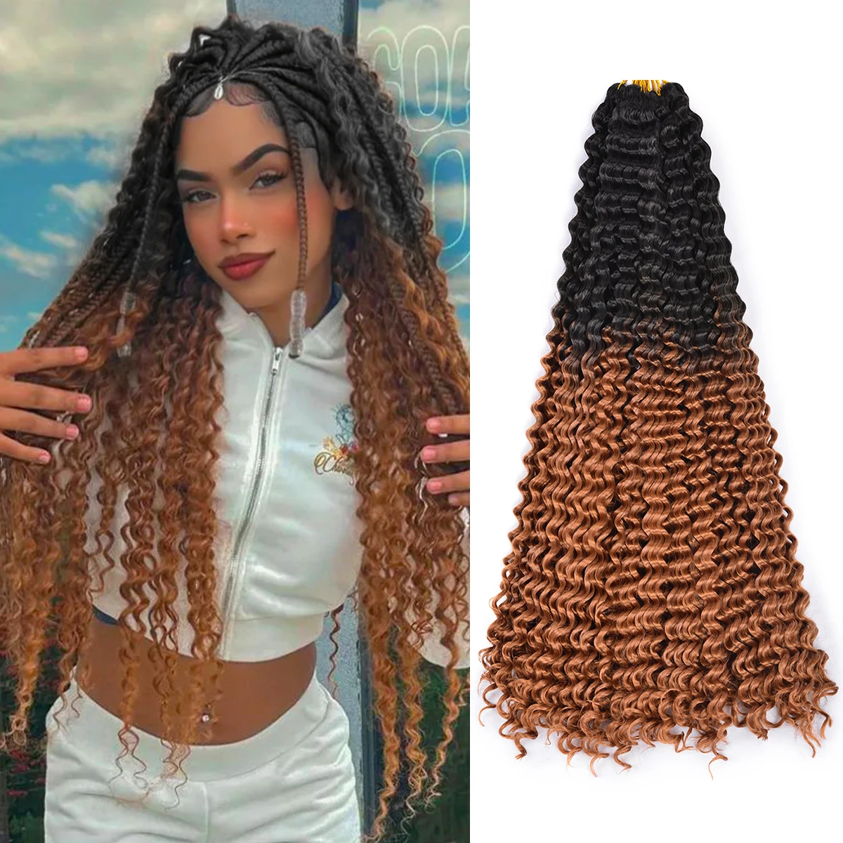 Ariel lockiges Flechten Häkeln Haar 18 24 Zoll Deep Wave Twist Häkeln Haar verlängerungen Ombre Ocean Wave Häkeln Flechten Haar