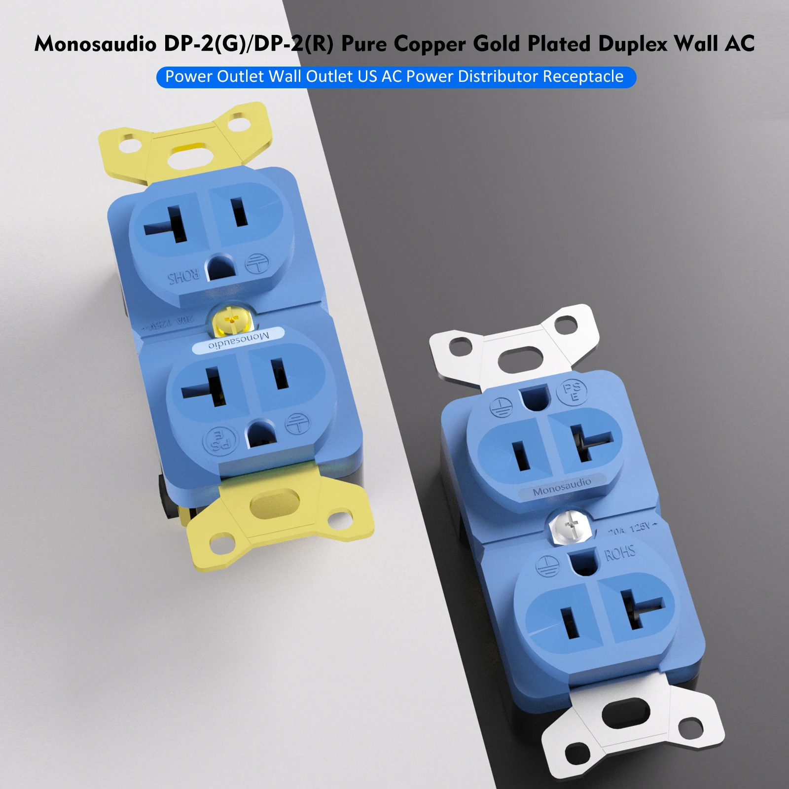 Monosaudio DP2G/R النحاس/الروديوم/الذهب مطلي مقبس الطاقة وعاء الصوت الصف الولايات المتحدة مخرج طاقة HiFi التيار المتناوب الطاقة جدار جبل لوحة