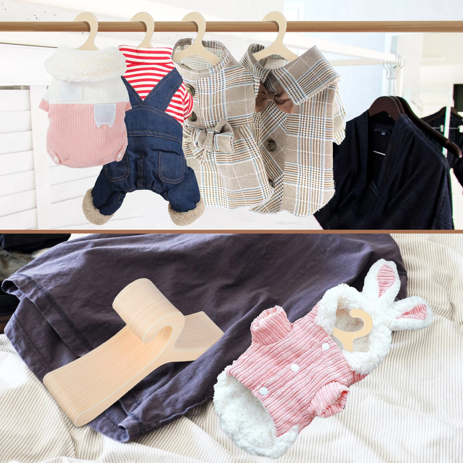 

20pcs Pet Clothing Hanger Dog Clothes Organizer Cat Display Rack Small Plastic Durable Storage Solution Stylish