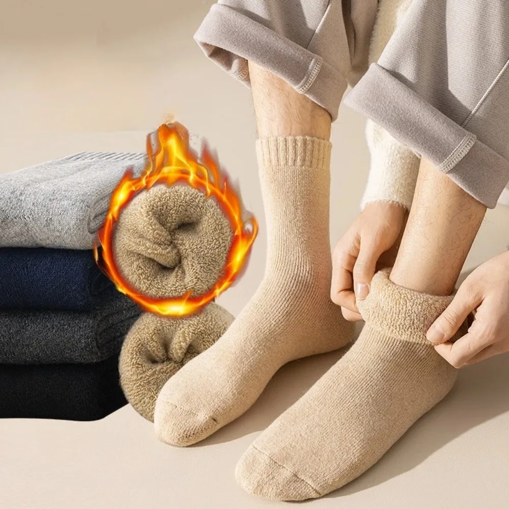 1/4Pairs Verdicken Wolle Socken Frauen Männer Winter Warme Mitte Rohr Strümpfe Anti Kalten Schnee Terry Socken Gemütliche weiche Thermische Socke