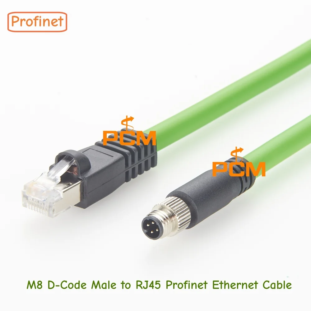 M8 D-Code 4 Pin Male to RJ45 Male Industrial Ethernet Cable Profinet EtherCAT PLC Fieldbus Network Communication Cable