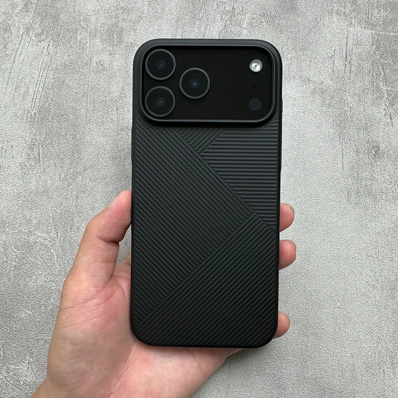 Luxuriöse matte, ultradünne Hülle mit geometrischer Textur für iPhone 17, 16, 15, 14 Pro Max, 17 Air – stoßfeste, durchscheinende Panzerhülle für Herren – Detail 26