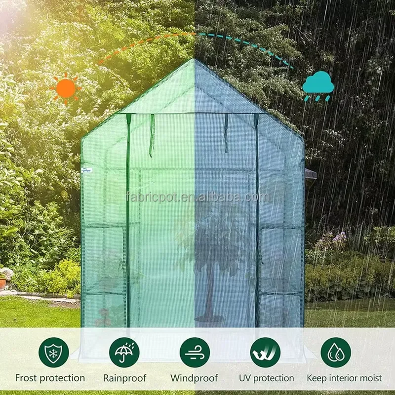Walk in Greenhouse Cold Frame PE Plastic Outdoor Garden Steel Frame Plants Grow House for All Plants