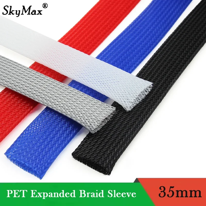 

1~50M PET Expandable Cable Sleeve 35mm Tight Braided High Density Insulated Line Protect Wire Wrap Gland Sheath Braid For Wires