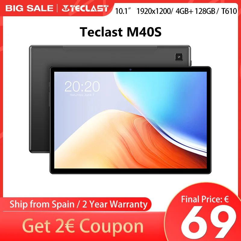 Teclast M40S 10,1 inch Android tablet 11 1920x1200 IPS 4GB RAM 128GB ROM T610 Octa Core network 4G GPS Type-C 6000mAh