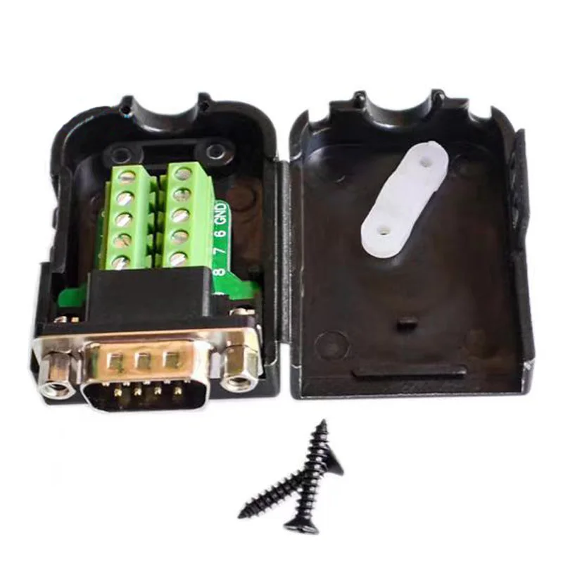 DB9 männlich weiblich lötfreier serieller Kabeladapter mit Gehäuse 485-Stecker RS232 COM-Adapterklemmen