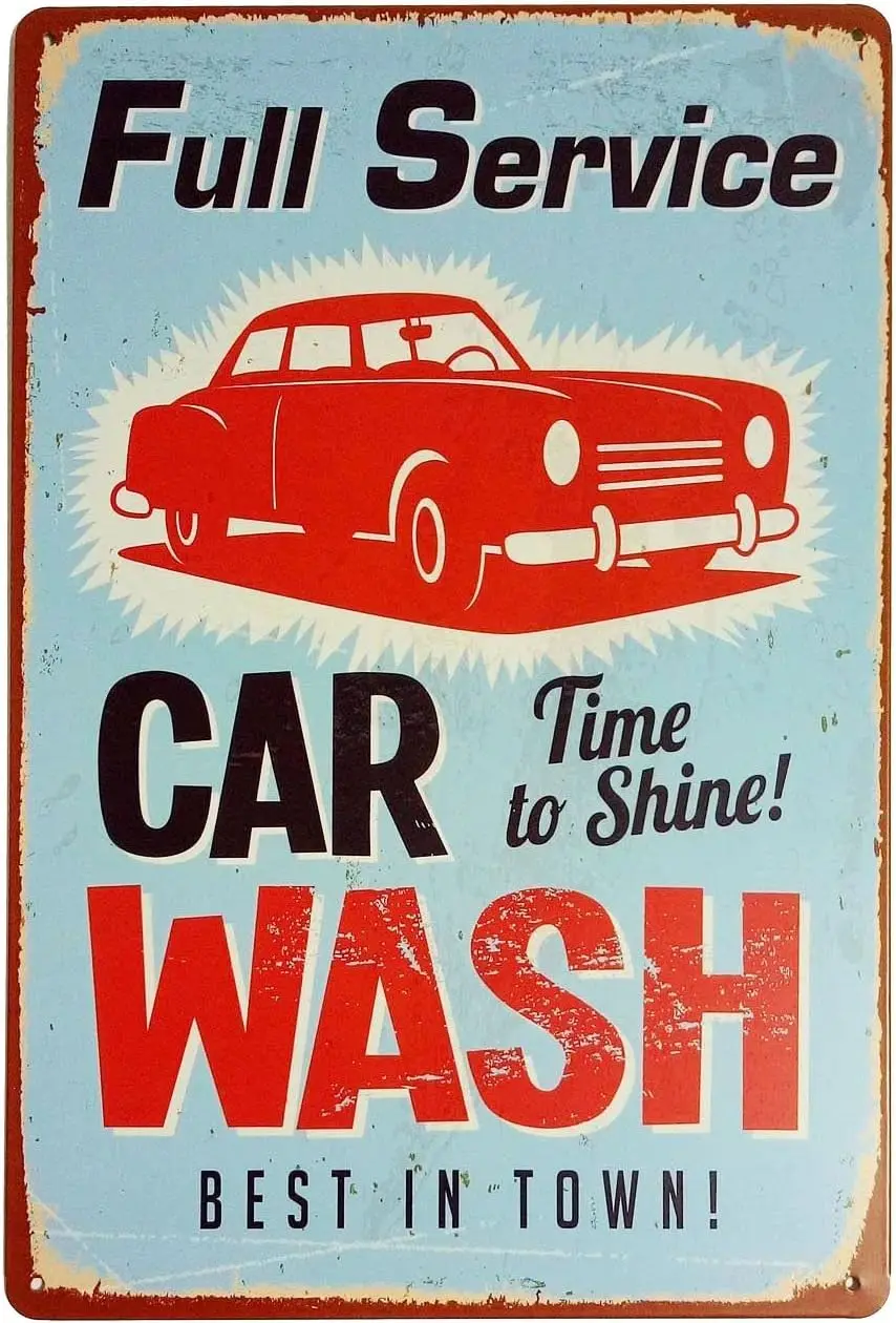 ERLOOD Vintage Tin Sign for wall garage Retro Decor Metal poster Plaque Full Service Car Wash Best in Town
