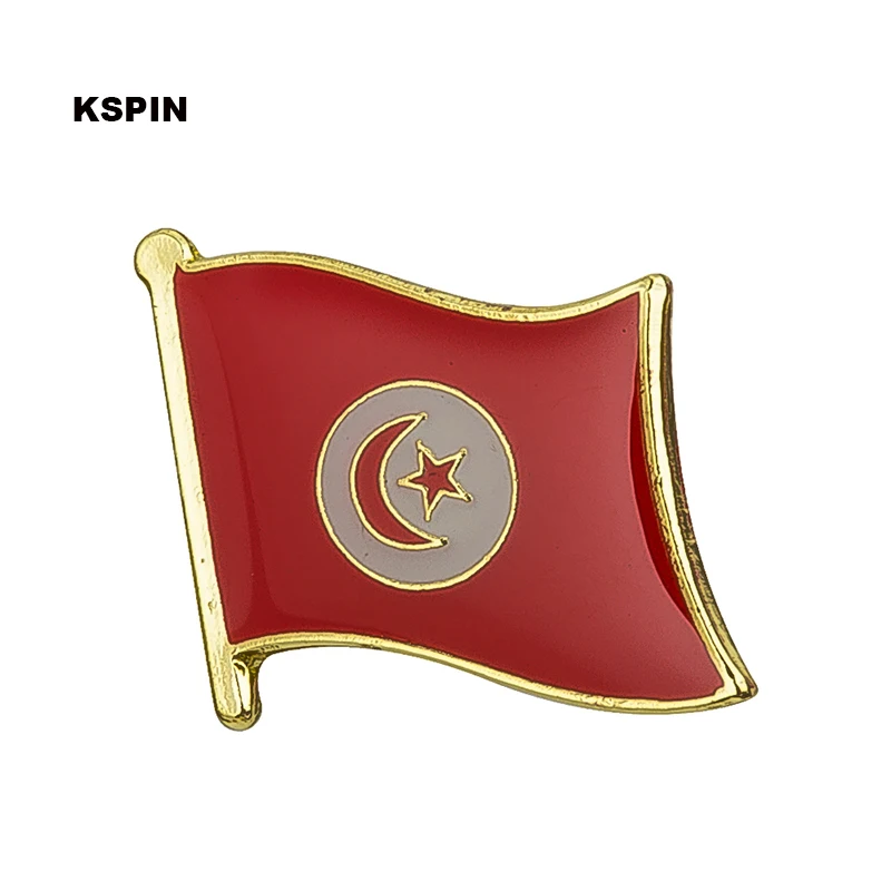 Tunisia Flag Badge Clips Button for Clothes Metal Kawaii Pins in Brooches KS-0176