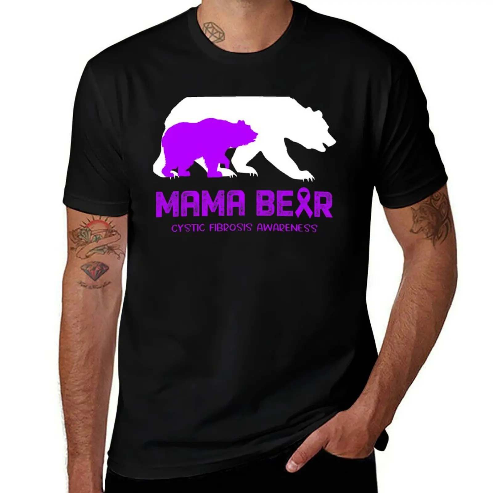 

Mama Bear Cystic Fibrosis Awareness Shirt For Women Men T-Shirt t shirt for man man t shirt luxury T-Shirt