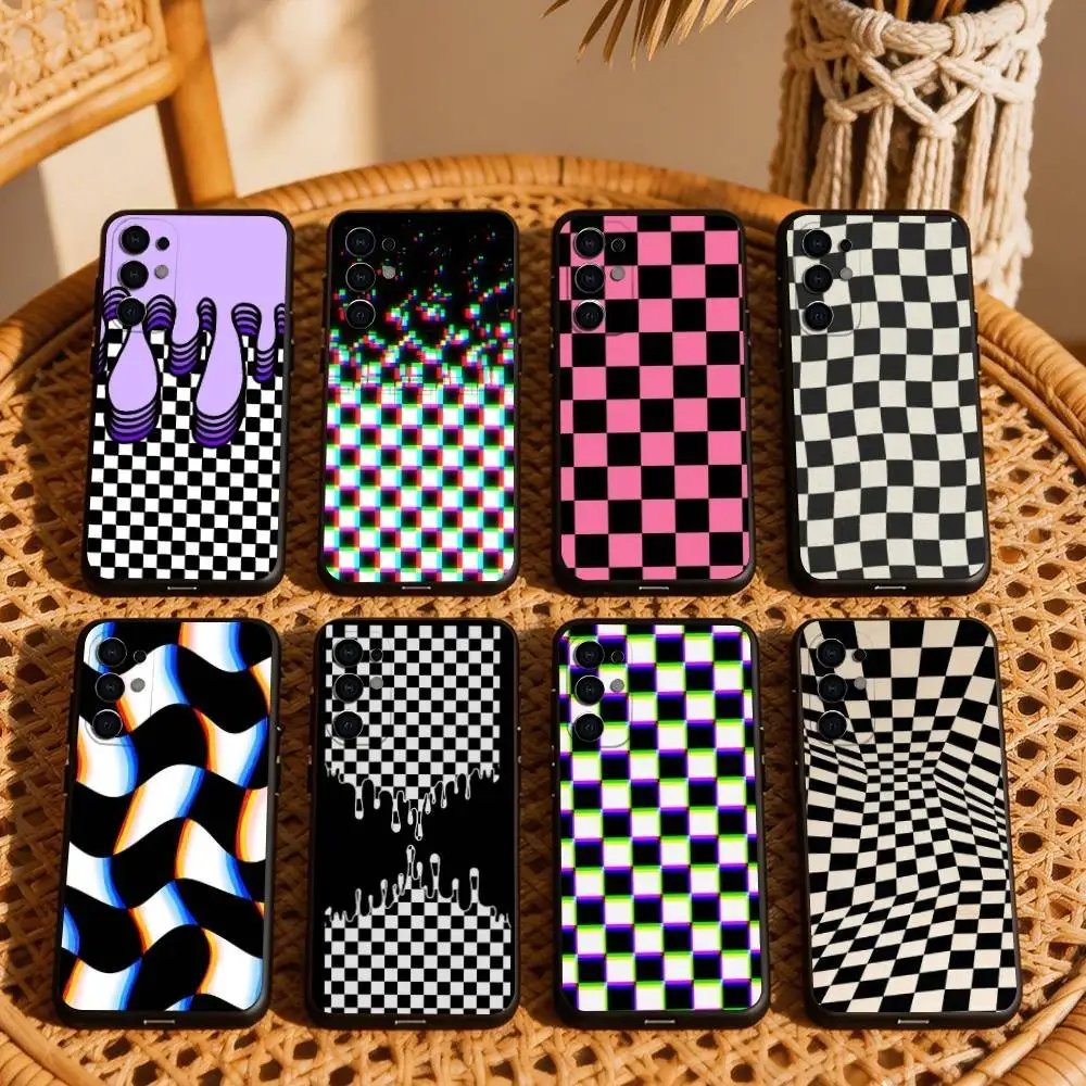 C-Checkerboard C-Chess board Phone Case For Samsung S25,S24,S21,S22,S23,S30,Ultra,S20,Plus,Fe,Soft Silicone Black Cover