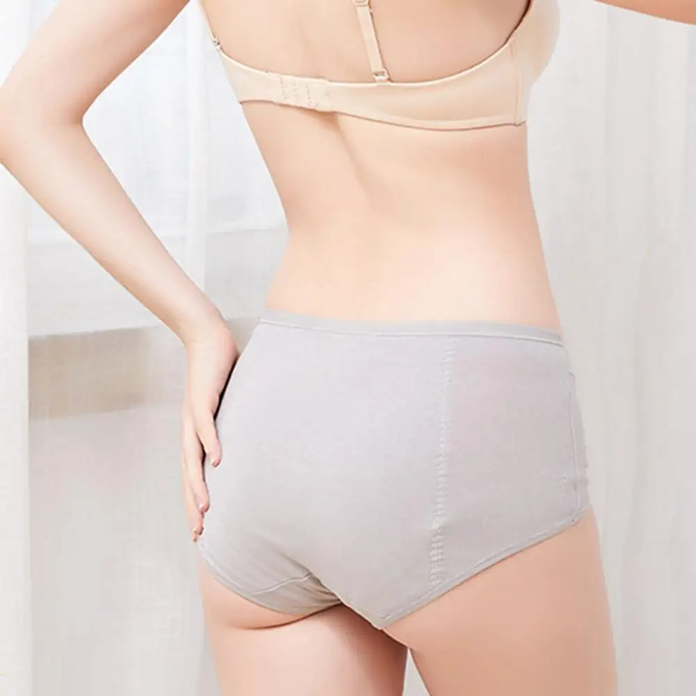 Seamless Women Briefs Panties With Pocket Butt-lifted Female Underwear Mid Waist Menstrual Underpants Leakproof Period