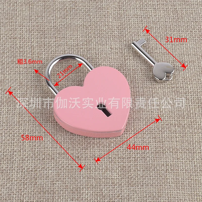 Zinc Alloy 45*59*8mm Heart Style Padlock Large Anti-Theft Padlock with Key Lock Travel Jewelry Box Diary Suitcase Wardrobe Lock