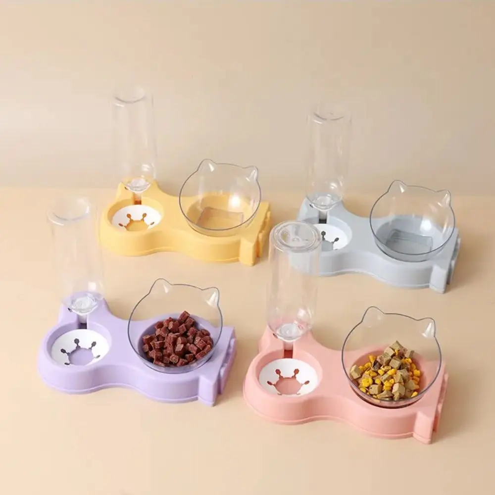 Large Capacity Cat Automatic Water Feeder All-in-One Automatic Cat Food Bowl With Drinking Bottle Splicable Pet Feeder