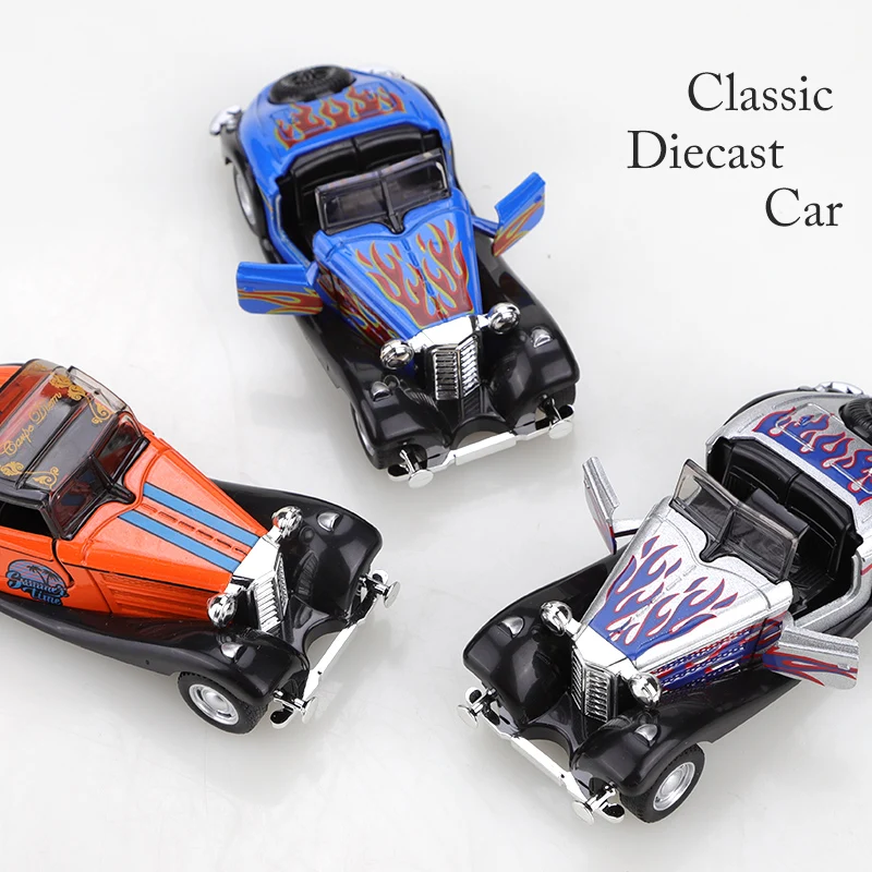 (Bagged) Réplica de carro de brinquedo vintage 1/43, metal fundido, brinquedo infantil, função pull-back, portas laterais podem ser abertas