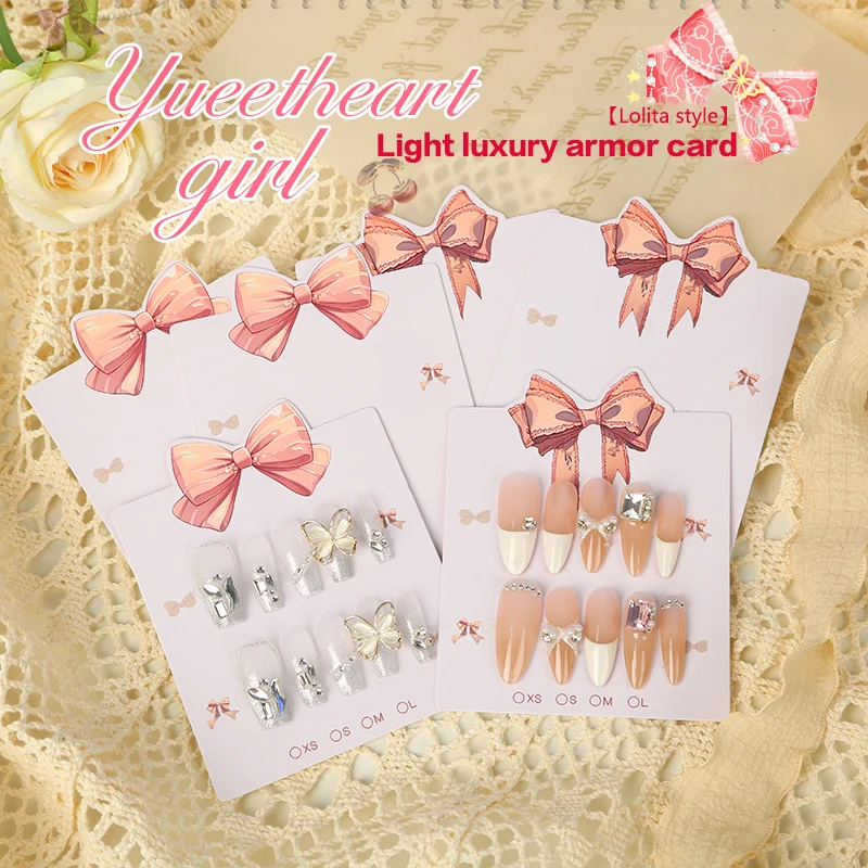 10Pcs Bow Nail Display Jewelry Cardboard Cute Handmade Fake Nails Card For Press On Nails Photograph Props Nail Salon