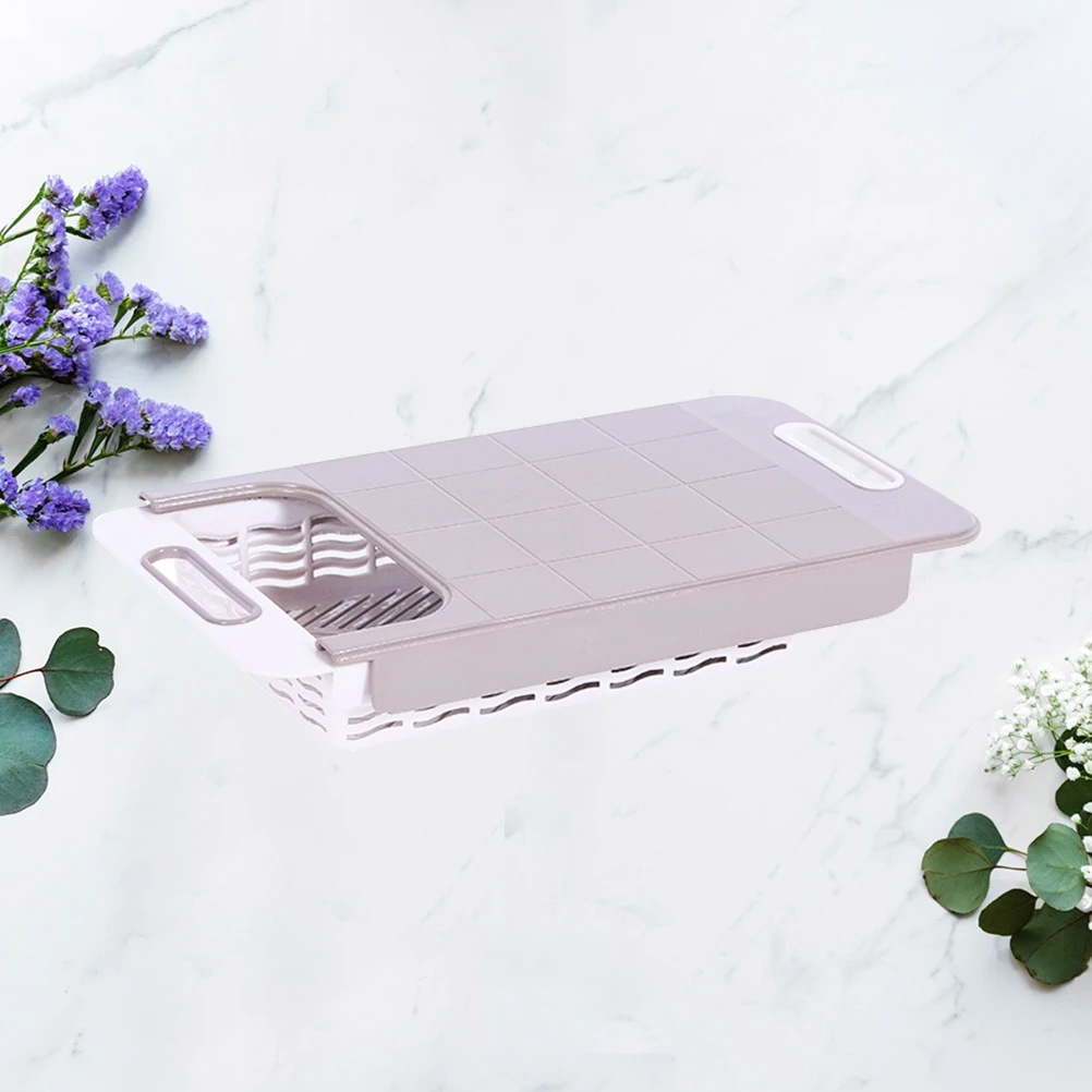 

Adjustable Multifunctional Cutting Board Drain Basket Kitchen Chopping Block PP Material Khaki Household Outdoor Camping Space