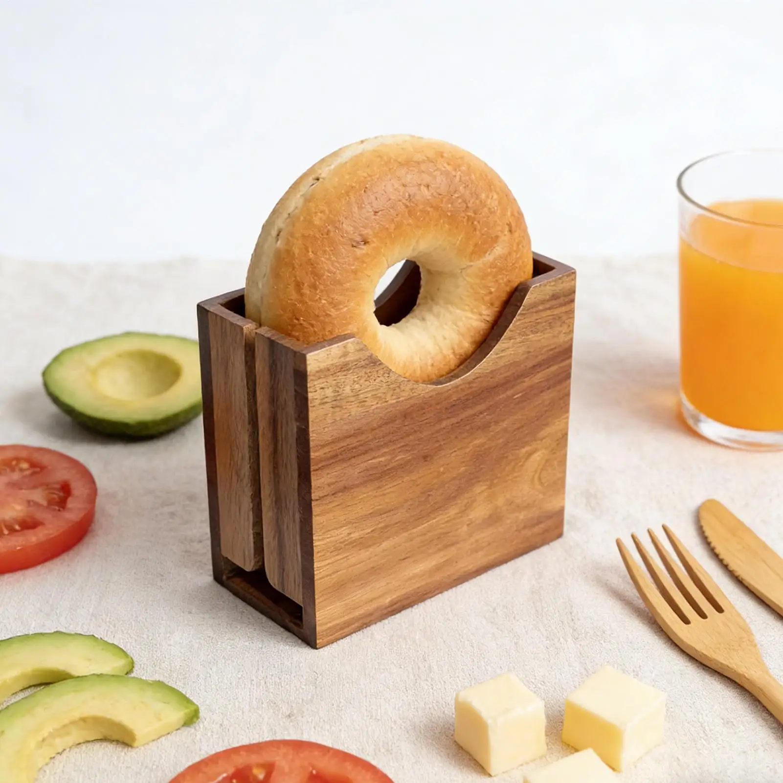 Bagel Slicer Holder wooden Bagel Cutter Slicer Smooth Bagel Slicer Multifunctional Bagel Cutter Reusable Bagel Cutting Guide