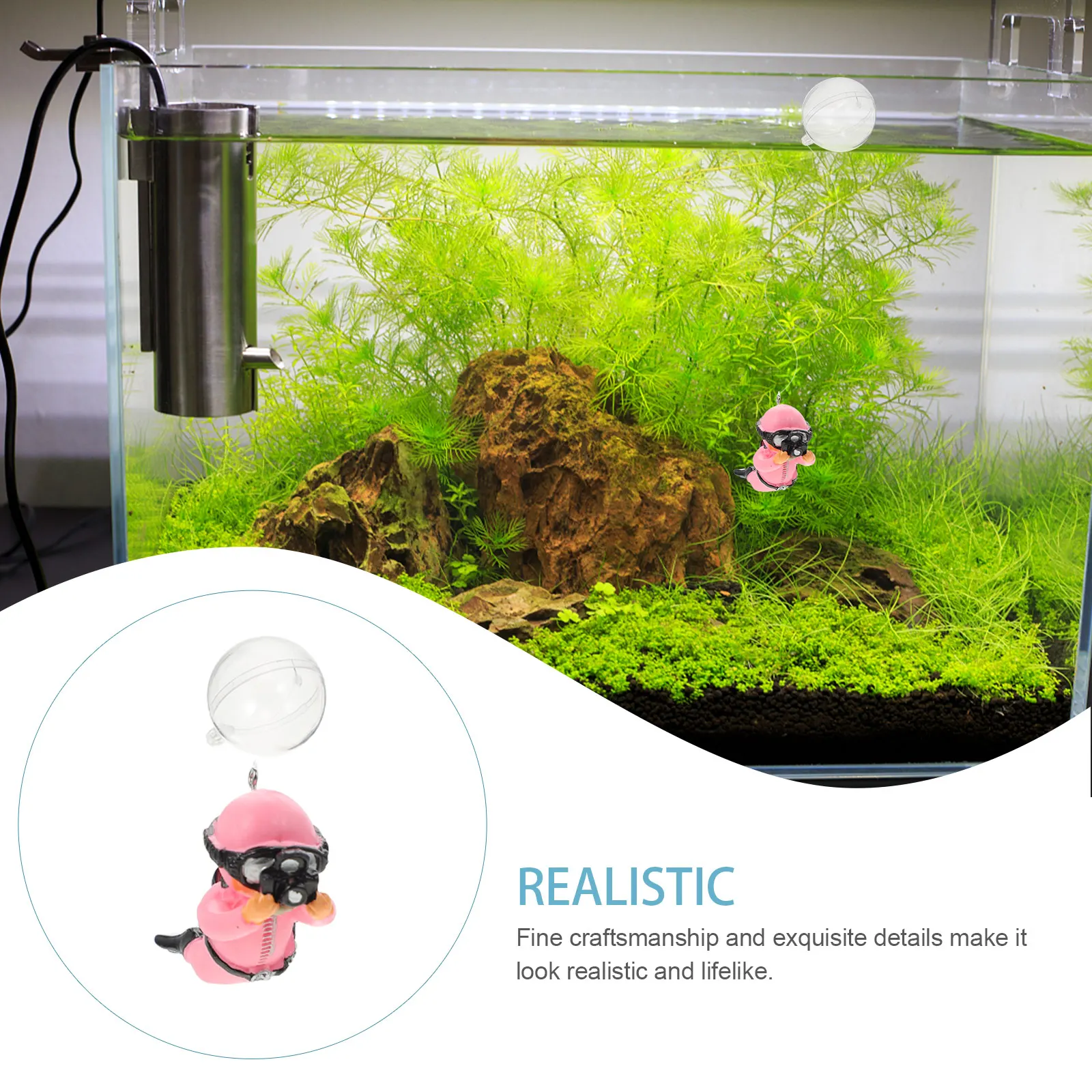 

PVC Diver Fish Lovely Diver Decor Fish Tank Layout Prop Tank Floating Aquarium naments Home Decoration 3D Realistic Details