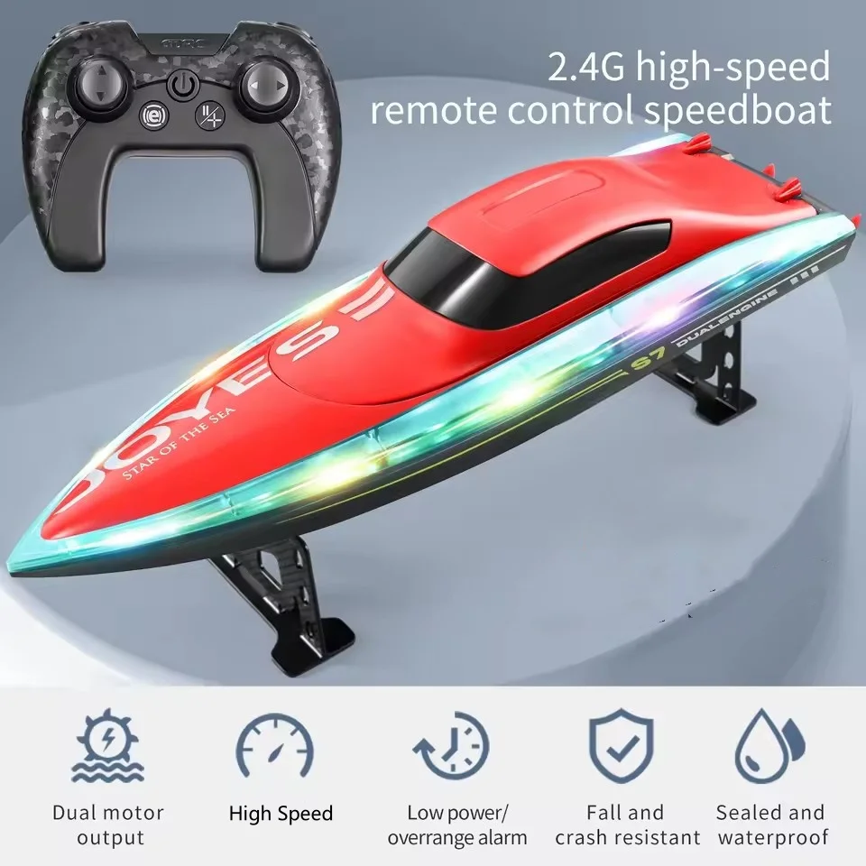 32 سنتيمتر إنذار ذكي كبير الكهربائية قارب التحكم عن بعد 2.4 جرام قبالة استشعار المياه Capsize إعادة تعيين مقاوم للماء عالية السرعة RC قارب قارب سريع #6