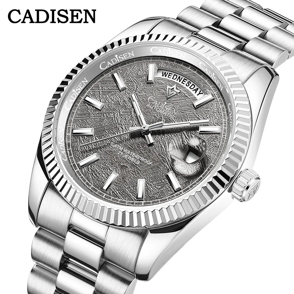 CADISEN Men\'s Mechanical Watches Luxury Meteorite Dial Automatic Watch For Men Week 100M Japan MIYOTA 8285 Movement Clock Man