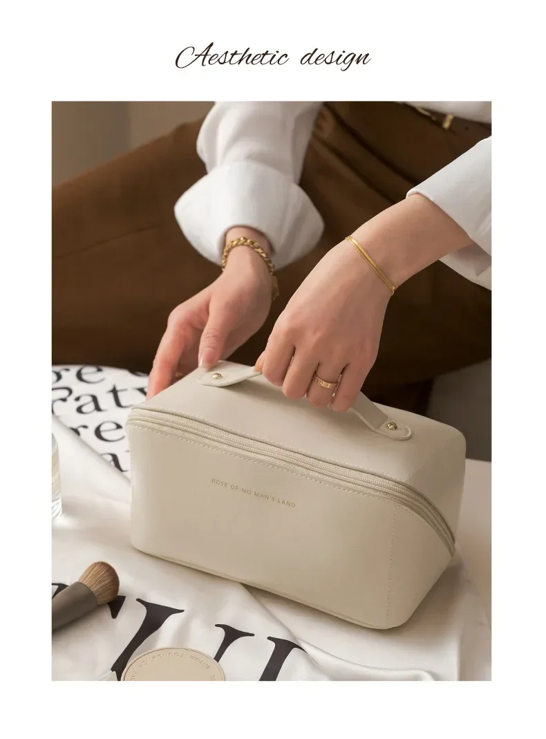 Reise-Make-up-Tasche, Große Kapazität Damen-Make-up-Tasche, Wasserdichte Tragbare Tasche, Flach Ausklappbare Waschtasche, Mit Trennwand und Griff – Detail 10